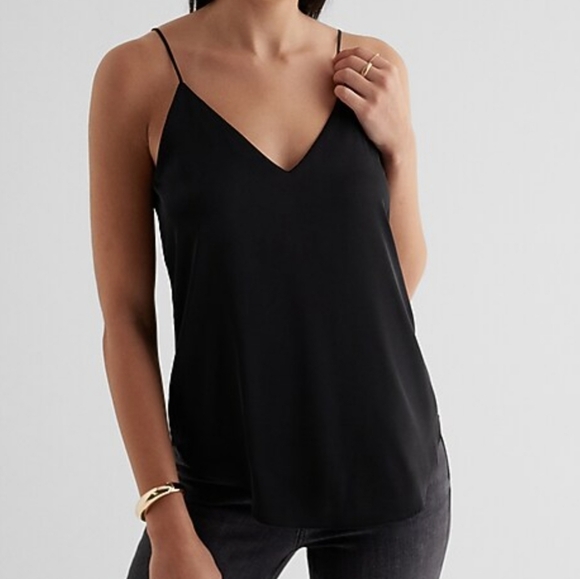 Express Tops - Express Elegant Black Satin Cami Blouse Top